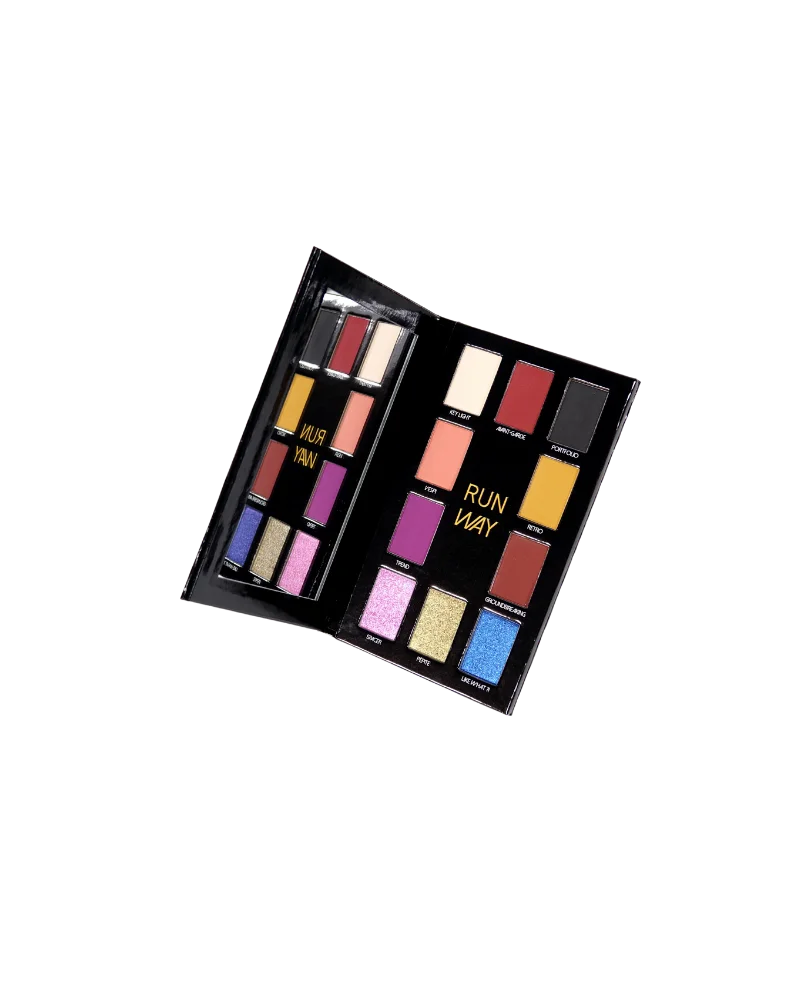 La palette de fards à paupières Runway by The French Beauty Boy se compose de sept ombres à papières mates, deux duochromes et un fard ultra pailleté. Elle a été pensée pour s’adapter à toutes les carnations, pour tous les âges et pour toutes occasions.