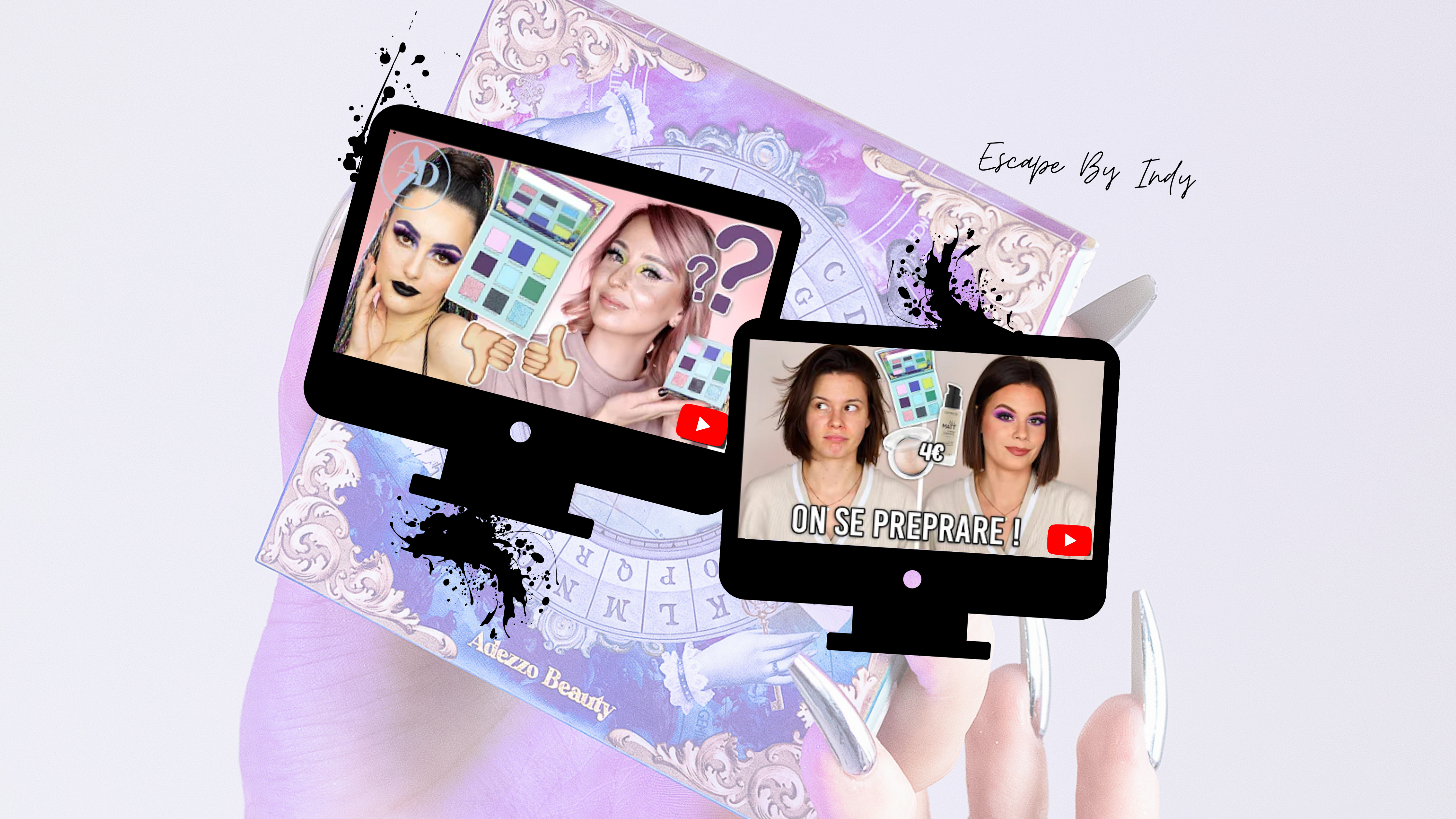 Les youtubeurs et youtubeuses beauté nous donne leur avis sur la palette de fards à paupières Escape by Indy x Adezzo Beauty et le mascara Glow up